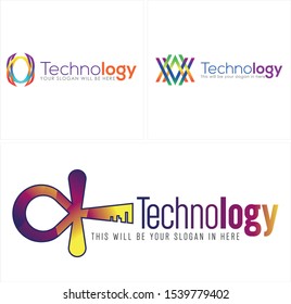 Design logo with initial VA abstract and key colorful vector suitable for technology business visual programming company