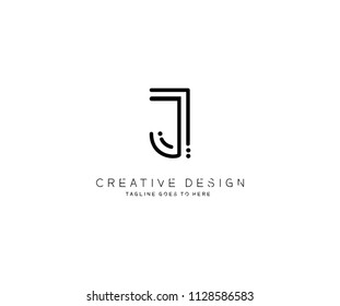 Design Logo J Letter Monogram Modern Line Shape