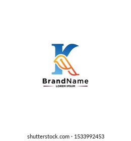 Design Logo K Bird Vector