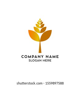 Design logo leaf template for company, business card with gradient concept