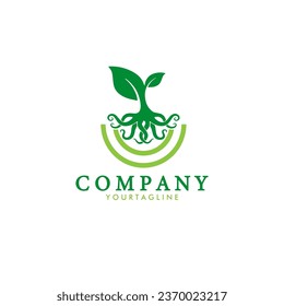 design logo leaves with roots vector illustration