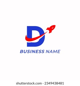 design logo letter D and rocket launch