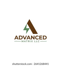 Design Logo letter A lightning ,Advanced Matrix LLC suistable for energy electric nature element vector editable 