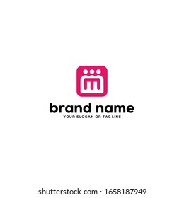 design logo letter m and people vector template