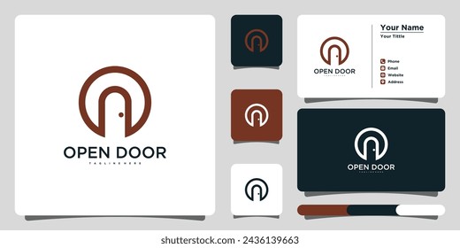 Design logo letter o and door. Premium Vector