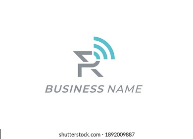 design logo letter R and wifi network