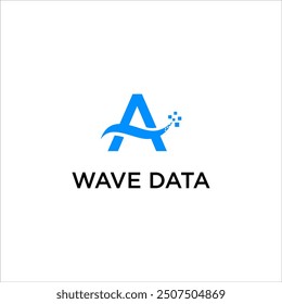 design logo A letter with wave data pixel vector