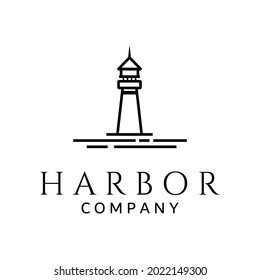 Design logo line art tower Harbor light house