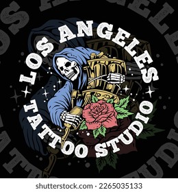 Design logo los angeles tattoo studio vector.