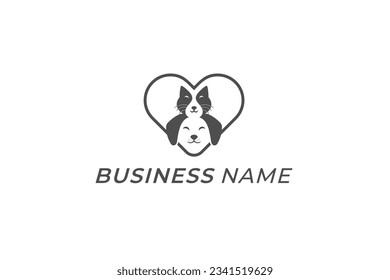 design logo love cat and dog