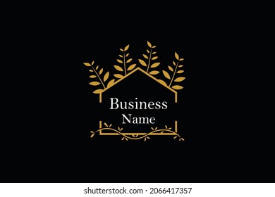 design logo luxury home and leaf