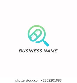 design logo magnifying glass and capsule supplement