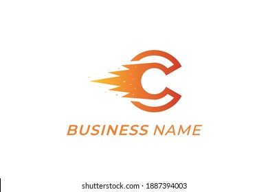 design logo meteor comet and letter C