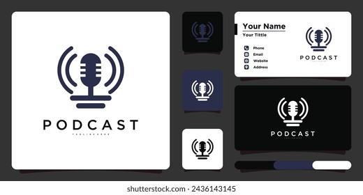 Design logo mic with modern style. Premium Vector
