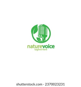 design logo microphone with leaf vector illustration