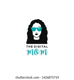 Design logo with "mom" image with digital style. Suitable for someone who works in digital marketing, in the fields of technology, computers, etc.