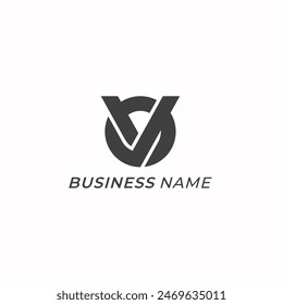 design logo monogram letter O and letter V
