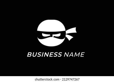 logotipo de diseño cabeza de espacio negativa ninja