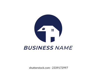 design logo negative space house and circle
