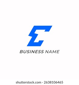 design logo negative space letter E and number 1