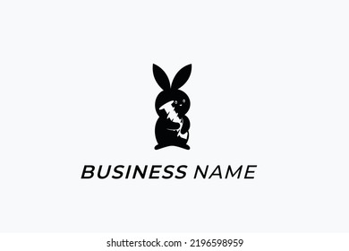 design logo negative space rabbit and screw