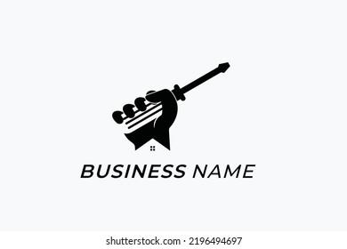 design logo negative space screwdriver and hand