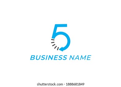 design logo number 5 and clock