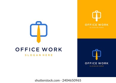 logotipo de diseño de trabajadores de oficina o maletas con corbatas