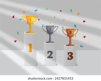 design logo Podium Winner Trophy employee appreciation day with shadow overlay design icon logo element vector 