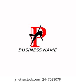 design logo pole dance and letter P