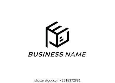 design logo polygon letter P and letter E