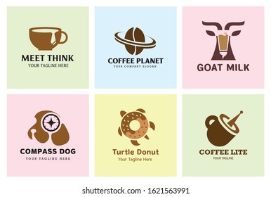 Design logo set with negative space concepts, elegant logo, perfect for branding, fruit & technology theme.