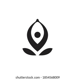 Design a logo with the shape of the base leaves are modified to resemble someone who was meditating , can be used to design the logo and icon