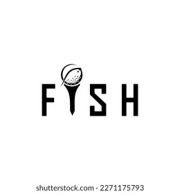 Design logo shape circle round with fish flag ball golf and star vector suitable for sport coaching label animal
