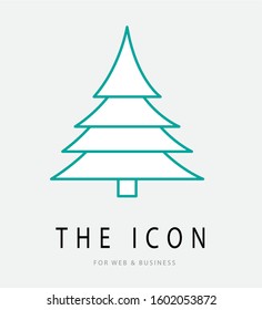 Design a logo with the shape of an evergreen tree. Tosca blue stripe color. Website or company logo design