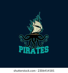 design logo ship pirates vector illustration