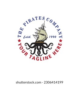 design logo ship pirates vector illustration