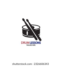 design logo snare drum with stick vector illustration