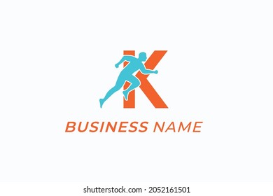 design logo sport runner and letter K