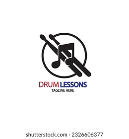 design logo stick drum with musical tone vector illustration