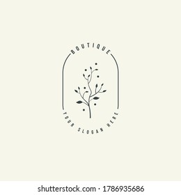 Design logo symbol icon sign. Illustration vector of an organic leaf. Graphic plant element logo. Botanical nature flower logo. minimalist organic concept beautiful logo minimalist Free Vector.
