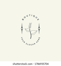 Design logo symbol icon sign. Illustration vector of an organic leaf. Graphic plant element logo. Botanical nature flower logo. minimalist organic concept beautiful logo minimalist Free Vector.