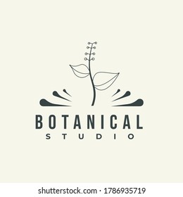 Design logo symbol icon sign. Illustration vector of an organic leaf. Graphic plant element logo. Botanical nature flower logo. minimalist organic concept beautiful logo minimalist Free Vector.