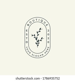 Design logo symbol icon sign. Illustration vector of an organic leaf. Graphic plant element logo. Botanical nature flower logo. minimalist organic concept beautiful logo minimalist Free Vector.