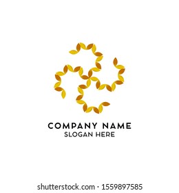 Design logo template, combination flower and leaf with flat design concept