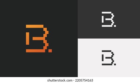 Plantilla de logotipo de diseño, con el concepto de letra B a partir de píxeles
