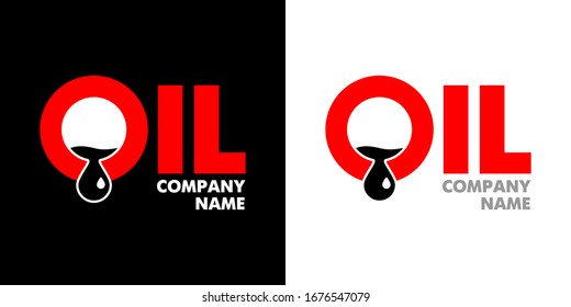Design A Logo Template Engine Oil Or Oil Company. An Oil Drop Flows From A Letter. 