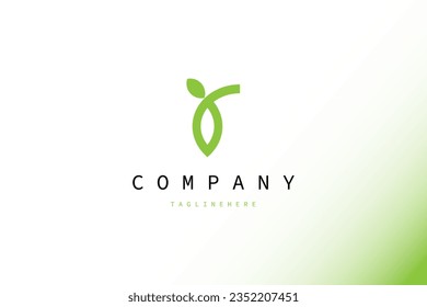 Design logo template. Letter Y with green leaf concept. 
