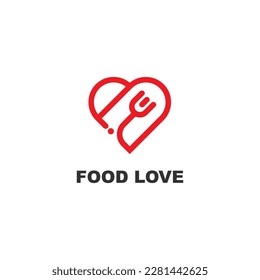 Design logo template. Line food love concept vector.