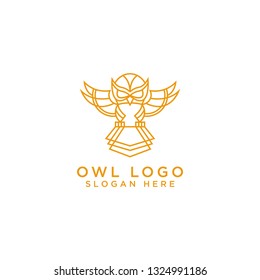 Design logo template and owl icon. Logos available in vectors. Linear style. - Vector